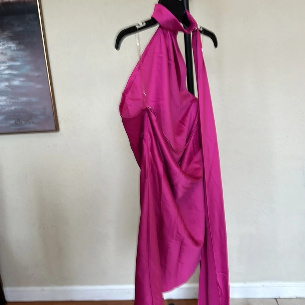 House of CB 'Aida' hot Pink Satin Mini Dress‎ NWOT Size M - Picture 7 of 12